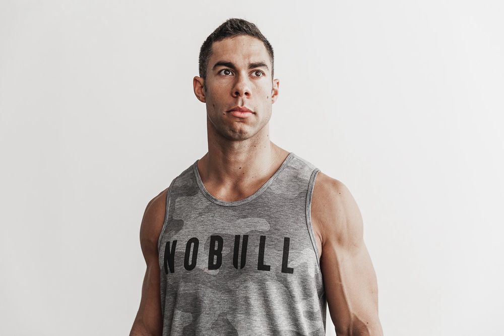 NOBULL Men's Tank Tops - Grey Camo - Ireland (5081BQAWK)